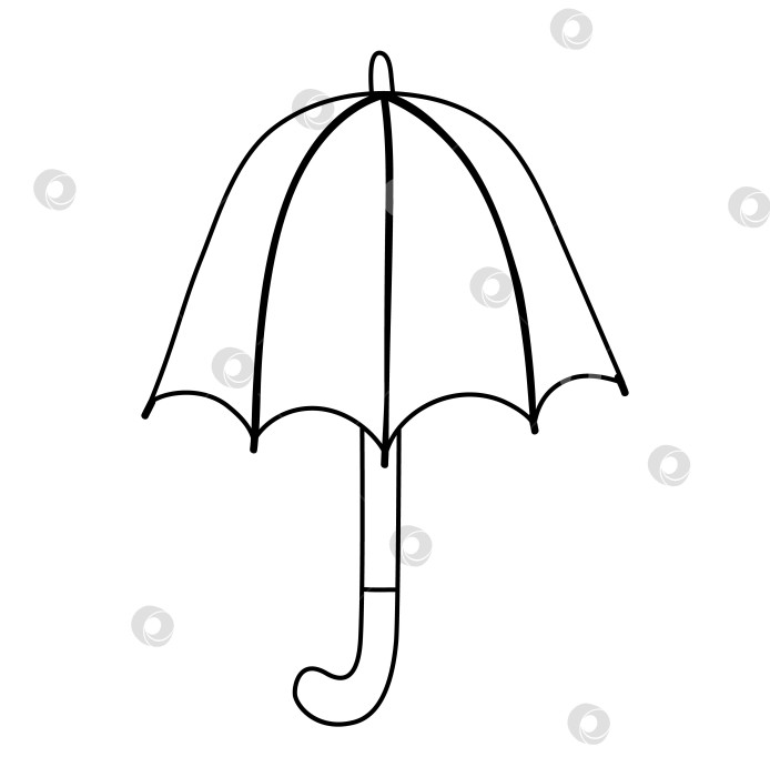 Скачать Векторный симпатичный черно-белый зонтик. Аксессуар для защиты от дождя Autumn line art. Забавная контурная иллюстрация осеннего сезона, выделенная на белом фоне фотосток Ozero