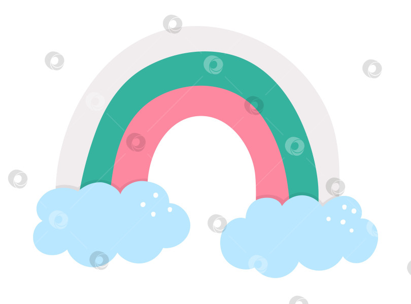 Скачать Векторная радуга с облаками. Символ дня святого Валентина. Забавный элемент с концепцией любви, выделенный на белом фоне. Игривый значок февральского праздника фотосток Ozero