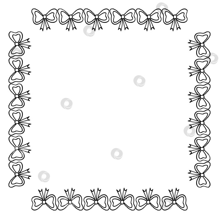 Скачать Квадратная рамка с черно-белым каракулевым бантом на белом фоне. Векторное изображение. фотосток Ozero
