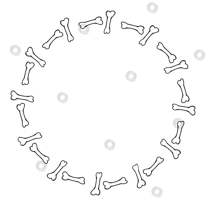 Скачать Круглая рамка с черно-белыми косточками для Хэллоуина. Векторное изображение. фотосток Ozero