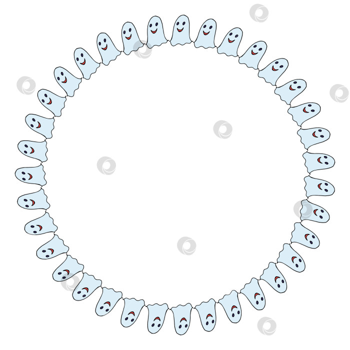 Скачать Круглая рамка с привидением на Хэллоуин. Векторное изображение. фотосток Ozero