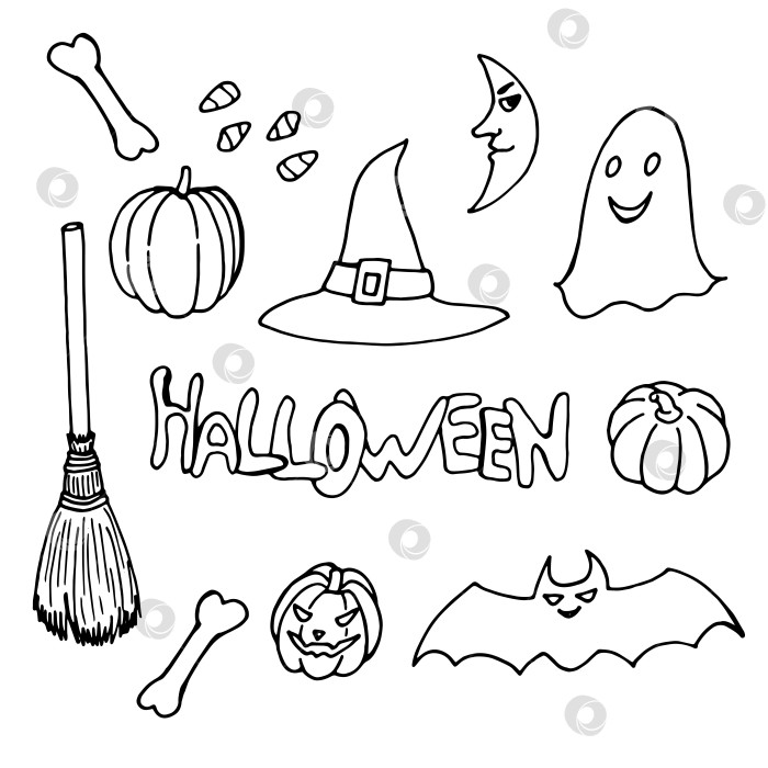 Скачать Дополните свой дизайн черно-белыми элементами Хэллоуина. Векторное изображение. фотосток Ozero