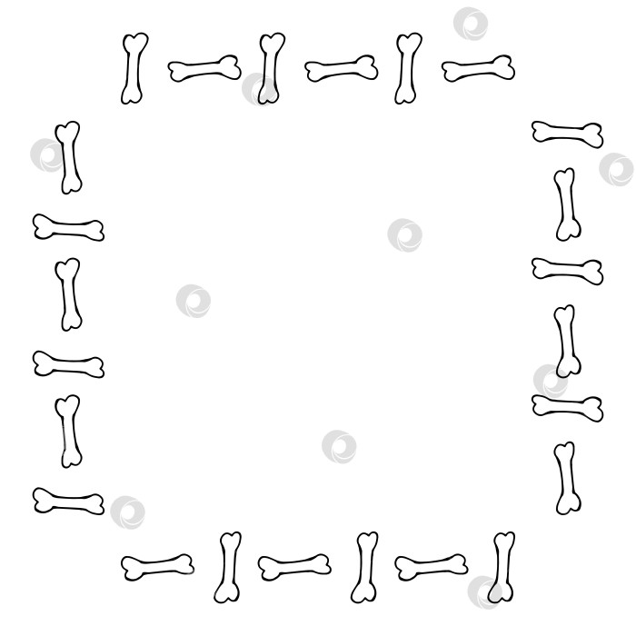 Скачать Квадратная рамка с черно-белыми костями для Хэллоуина. Векторное изображение. фотосток Ozero