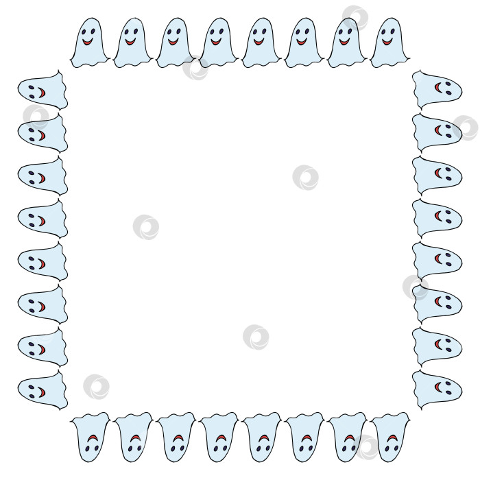 Скачать Квадратная рамка с призраком на Хэллоуин. Векторное изображение. фотосток Ozero