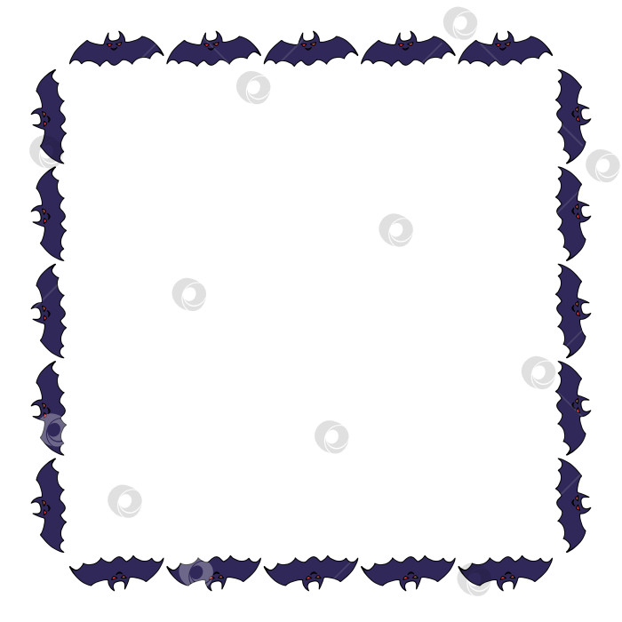 Скачать Квадратная рамка с фиолетовой летучей мышью. Векторное изображение. фотосток Ozero