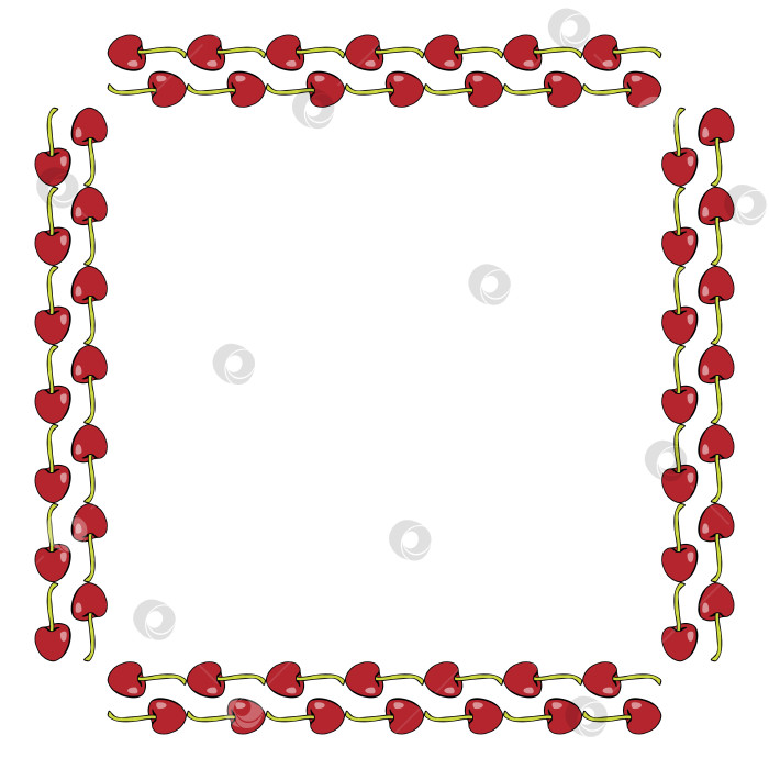 Скачать Квадратная рамка с креативными вишнями на белом фоне. Векторное изображение. фотосток Ozero
