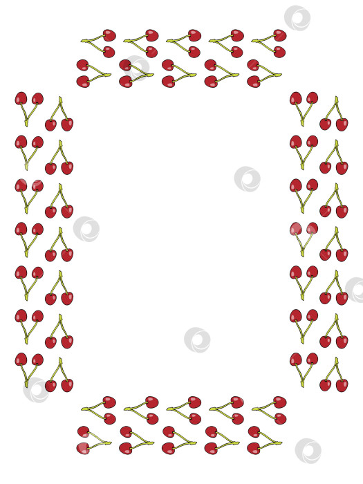 Скачать Квадратная рамка с милыми простыми вишенками на белом фоне. Векторное изображение. фотосток Ozero