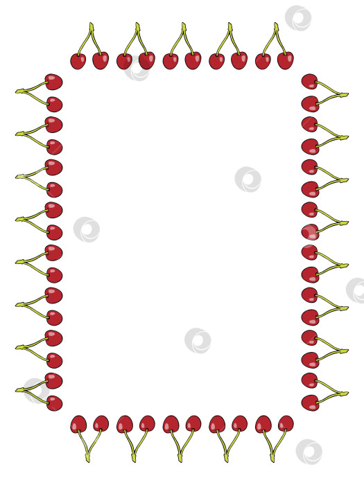 Скачать Квадратная рамка с простыми вишнями на белом фоне 2. Векторное изображение. фотосток Ozero
