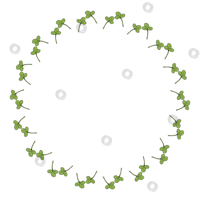 Скачать Круглая рамка с простыми листьями клевера. Векторное изображение. фотосток Ozero