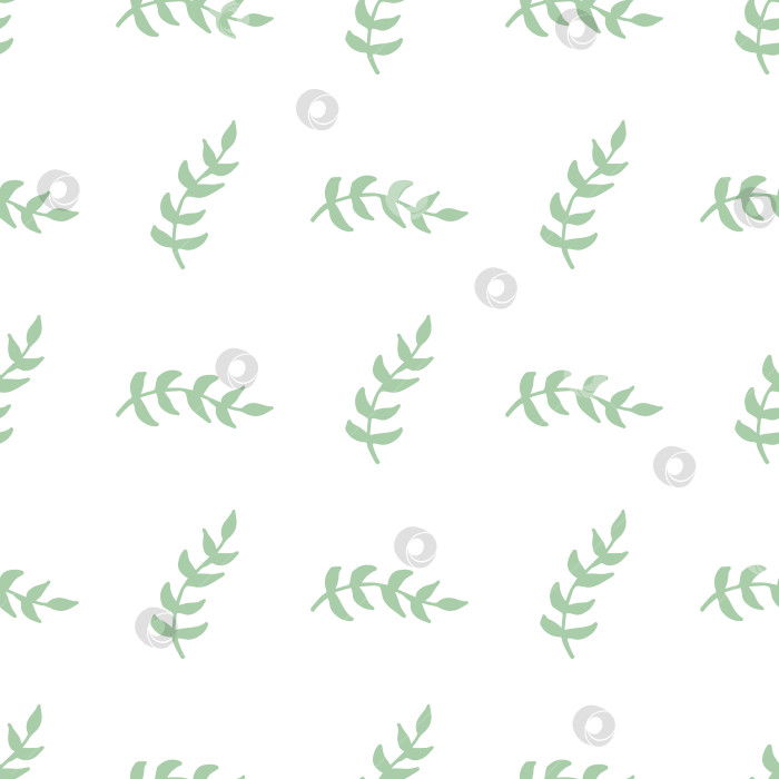 Скачать Бесшовный узор с холодными светло-зелеными ветвями на белом фоне. Векторное изображение. фотосток Ozero