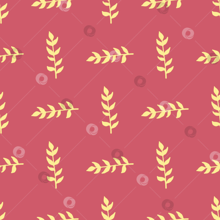Скачать Бесшовный узор со светло-желтыми ветвями на ярко-розовом фоне. Векторное изображение. фотосток Ozero