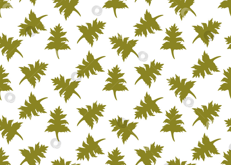 Скачать Бесшовный узор с болотно-зелеными листьями на белом фоне. Векторное изображение. фотосток Ozero