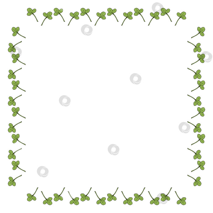 Скачать Квадратная рамка с простыми листьями клевера. Векторное изображение. фотосток Ozero