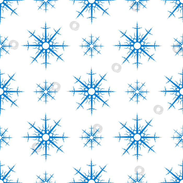 Скачать Бесшовный узор в виде ярко-синих снежинок для ткани, текстиля, одежды, скатертей и других вещей. Векторное изображение. фотосток Ozero