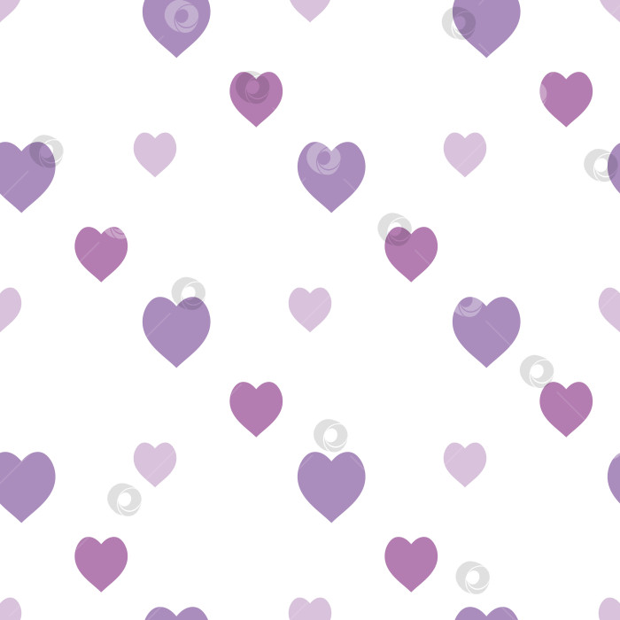 Скачать Бесшовный узор в виде светло-фиолетовых сердечек для ткани, текстиля, одежды, скатертей и других вещей. Векторное изображение. фотосток Ozero