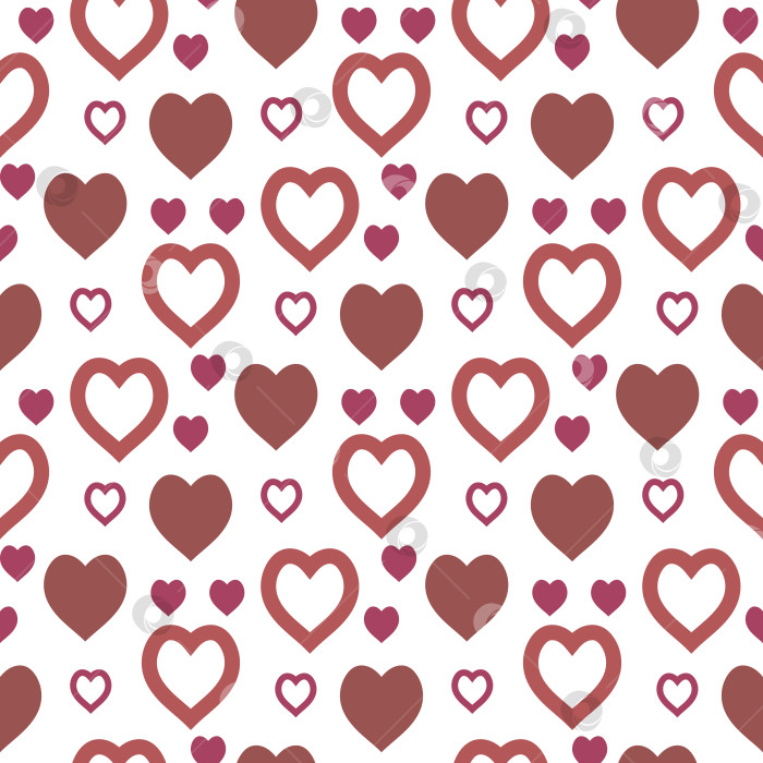 Скачать Бесшовный узор в виде интересных красных сердечек на белом фоне для ткани, текстиля, одежды, одеяла и других вещей. Векторное изображение. фотосток Ozero