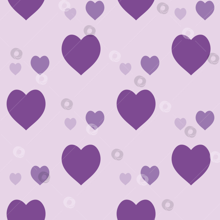 Скачать Бесшовный узор с простыми фиолетовыми сердечками на светло-розовом фоне. Векторное изображение. фотосток Ozero