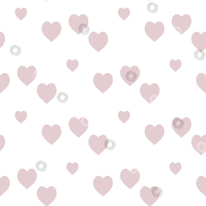 Скачать Бесшовный узор с милыми светло-розовыми сердечками на белом фоне. Векторное изображение. фотосток Ozero