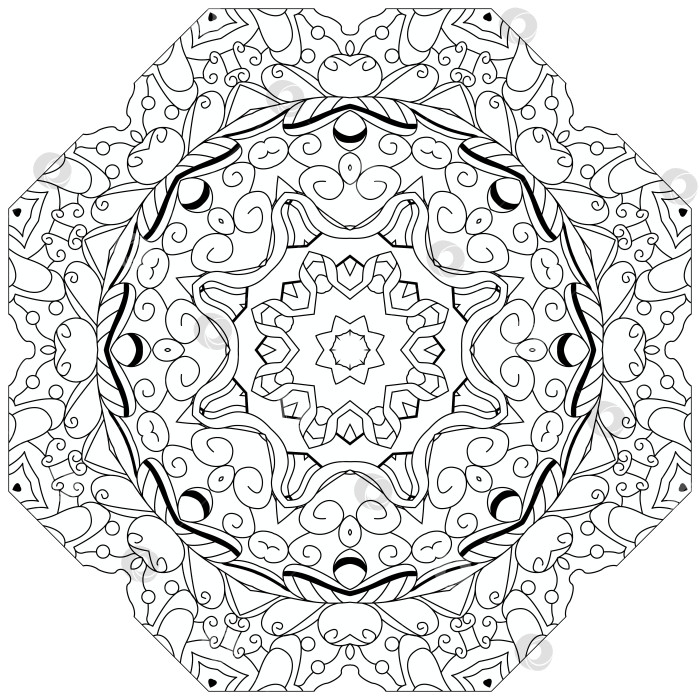 Скачать Нарисованный от руки круговой орнамент в виде зентангла для раскраски. фотосток Ozero