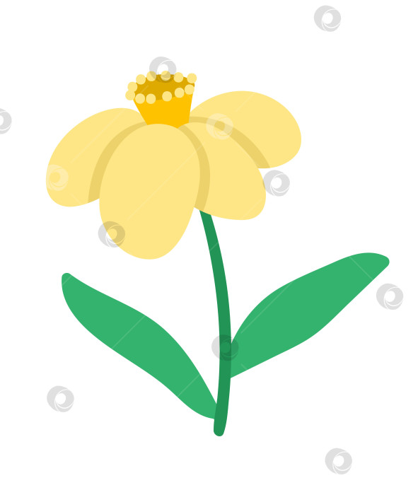 Скачать Векторный значок нарцисса. Первая иллюстрация цветущего растения. Цветочный клип-арт. Симпатичный плоский весенний цветок, изолированный на белом фоне. фотосток Ozero