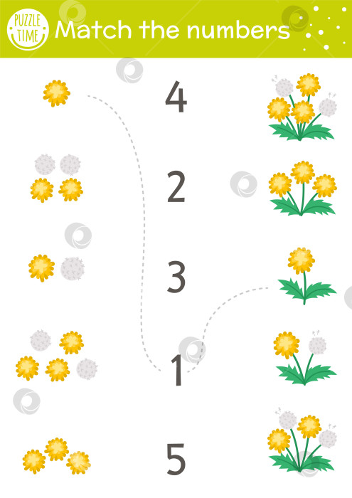 Скачать Пасхальная комбинационная игра с весенними цветами. Праздничное математическое занятие для детей дошкольного возраста с одуванчиками. Обучающий печатный лист для подсчета голосов с милыми забавными элементами для детей фотосток Ozero