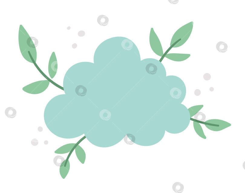 Скачать Векторное облако с листьями. Значок погоды, выделенный на белом фоне. фотосток Ozero