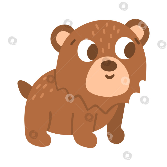 Скачать Векторный мультяшный медведь. Забавный значок лесного животного. Симпатичная лесная иллюстрация для детей, изолированная на белом фоне. фотосток Ozero