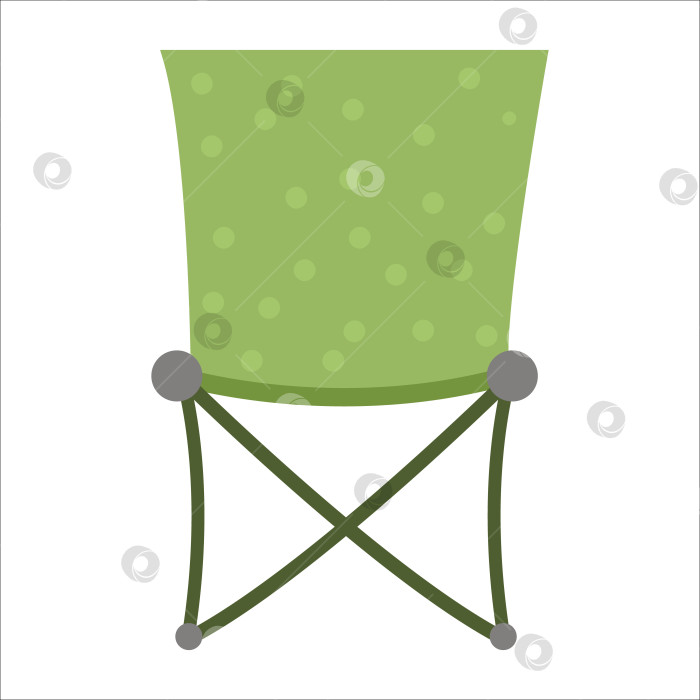 Скачать Векторный зеленый значок складного стула, изолированный на белом фоне. Симпатичное туристическое место для отдыха или рыбалки. Иллюстрация переносного табурета для кемпинга. фотосток Ozero
