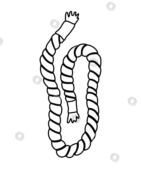 Скачать Векторный черно-белый значок веревки, изолированный на белом фоне. Иллюстрация линии натянутого каната. Обрисуйте морское оборудование судна. Элемент дизайна толстого шнура фотосток Ozero