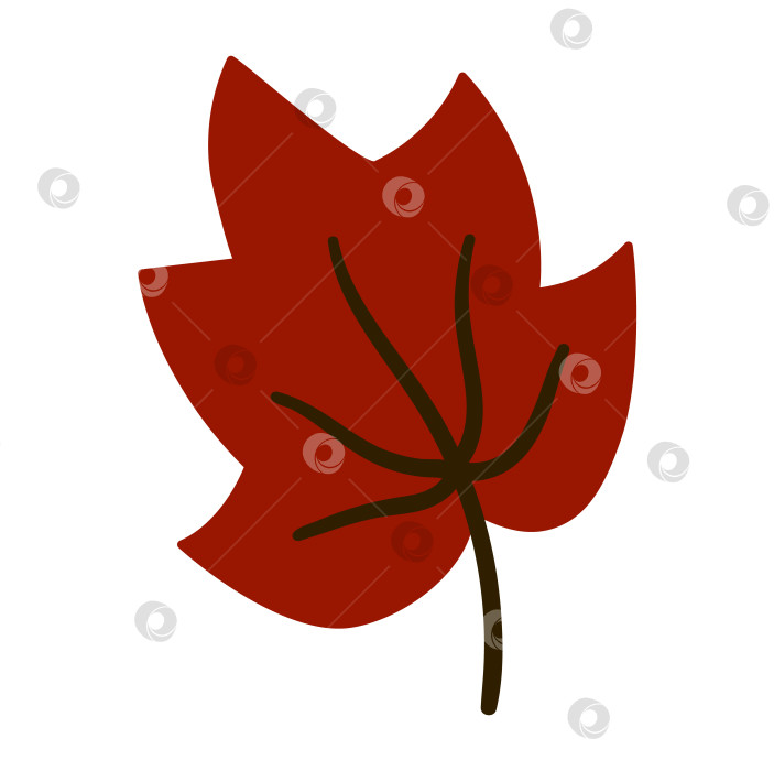 Скачать Векторная иллюстрация листьев клена или виноградного дерева. Осенний клипарт. Симпатичное темно-красное растение в плоском стиле. Осенний элемент дизайна на день благодарения фотосток Ozero