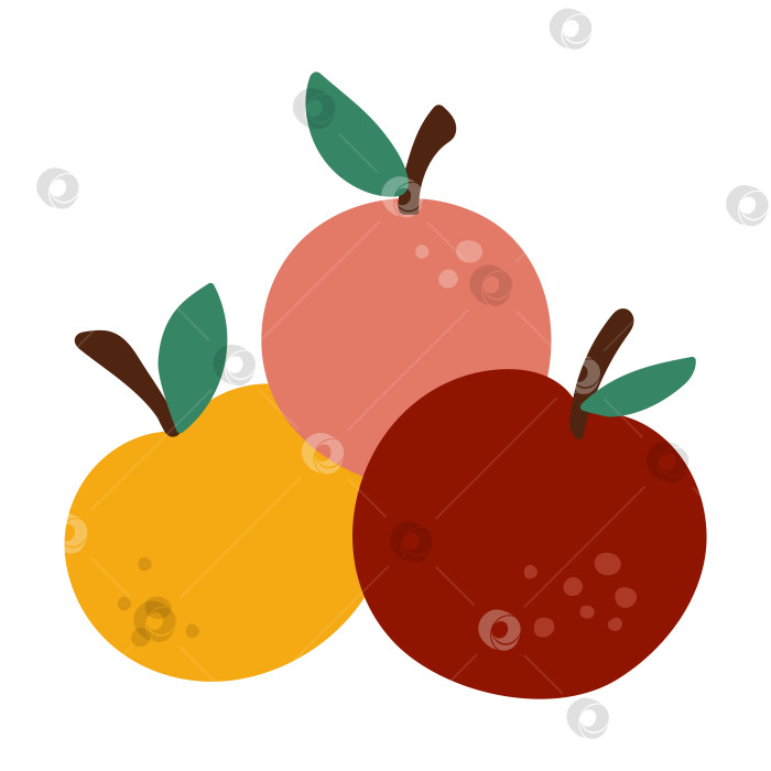 Скачать Векторная симпатичная куча яблок с листьями. Значок осеннего фрукта. Забавная иллюстрация в плоском стиле, изолированная на белом фоне. Клипарт для сбора урожая в саду или на ферме фотосток Ozero