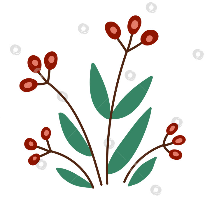 Скачать Векторный значок осеннего ягодного куста. Иллюстрация осеннего растения. Цветочный клипарт. Симпатичная плоская детская кроватка, выделенная на белом фоне фотосток Ozero