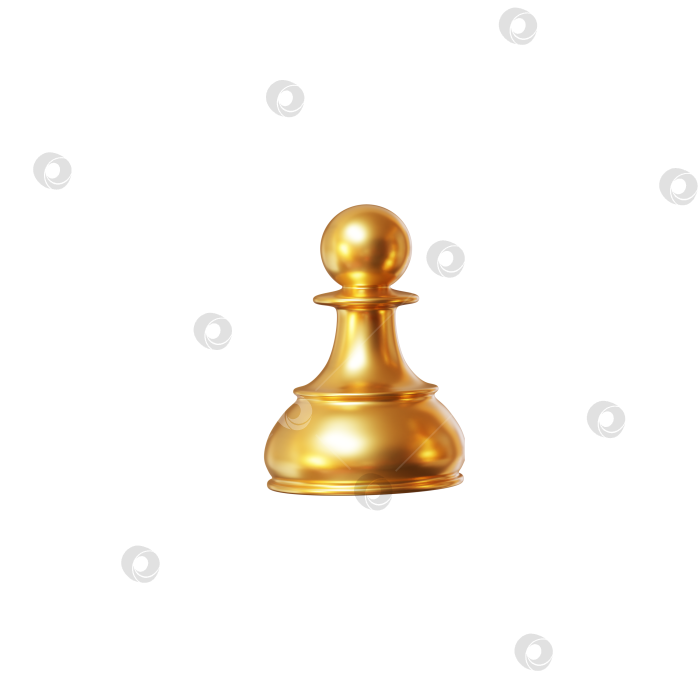 Скачать 3d золотая шахматная фигура пешка на изолированном фоне. Шахматная стратегия для бизнес-лидерства и концепции командного успеха. иллюстрация 3d-рендеринга. фотосток Ozero