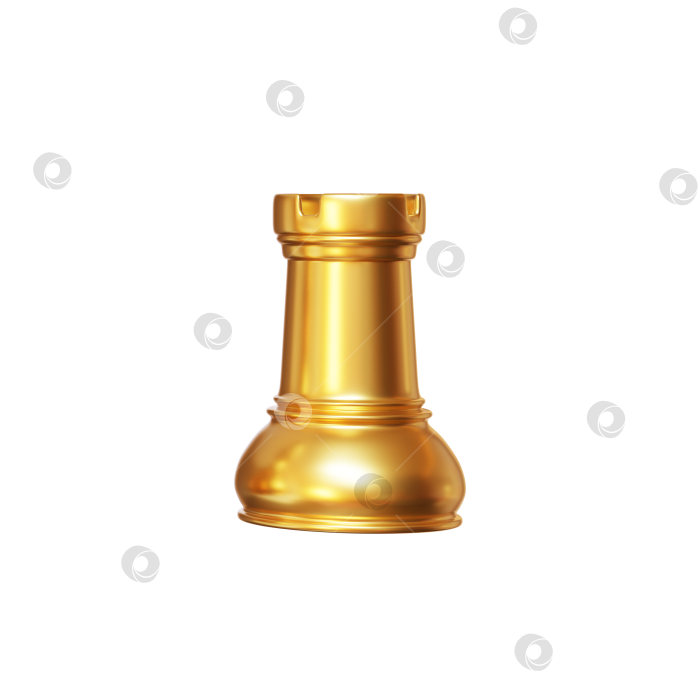 Скачать 3d золотая шахматная фигура ладья на изолированном фоне. Шахматная стратегия для бизнес-лидерства и концепции командного успеха. иллюстрация 3d-рендеринга. фотосток Ozero