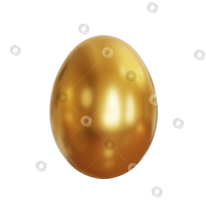 Скачать 3d золотое куриное яйцо, изолированное на белом фоне. Счастливого праздника Пасхи. 3d-рендеринг иллюстрации. фотосток Ozero