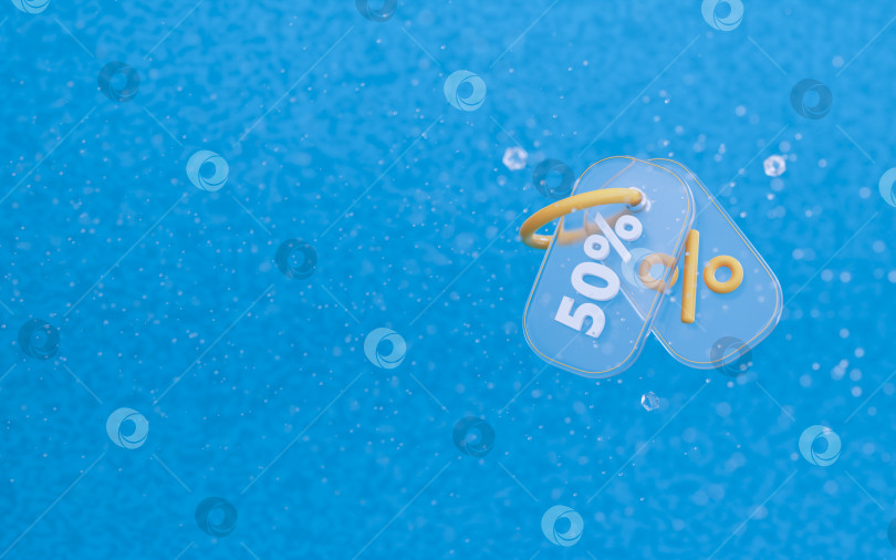 Скачать 3d прозрачные купоны с шариками и эффектом размытия на синем фоне. Для продвижения, маркетинга и рекламы в социальных сетях. 3d-рендеринг. фотосток Ozero