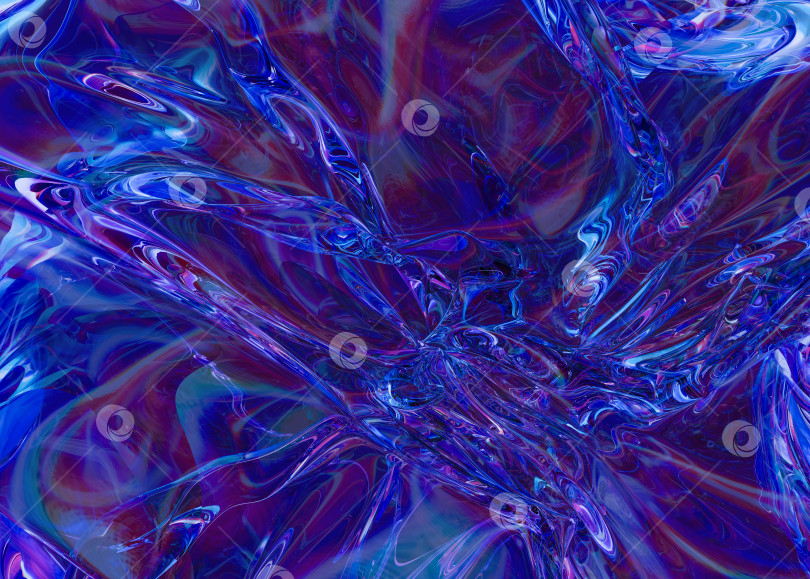Скачать Неоновый абстрактный фон из волн жидкого стекла. иллюстрация 3d-рендеринга. фотосток Ozero