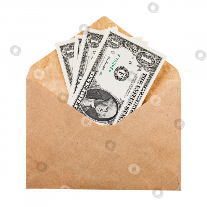 Скачать Несколько долларовых купюр в изолированном конверте фотосток Ozero