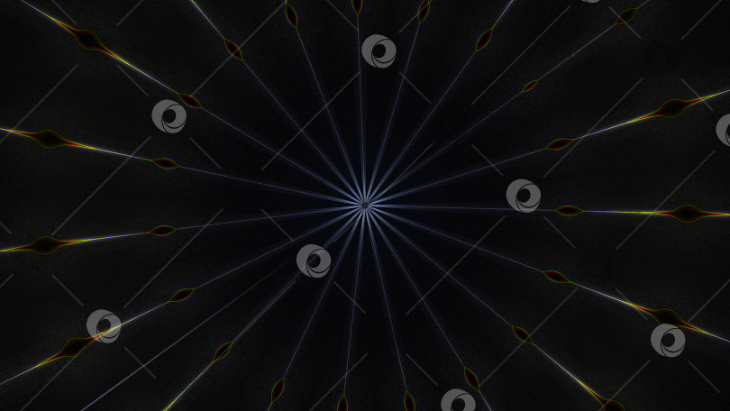 Скачать Темный абстрактный фон, сгенерированный компьютером. 3d-рендеринг туннеля из неоновых лучей с бликами фотосток Ozero