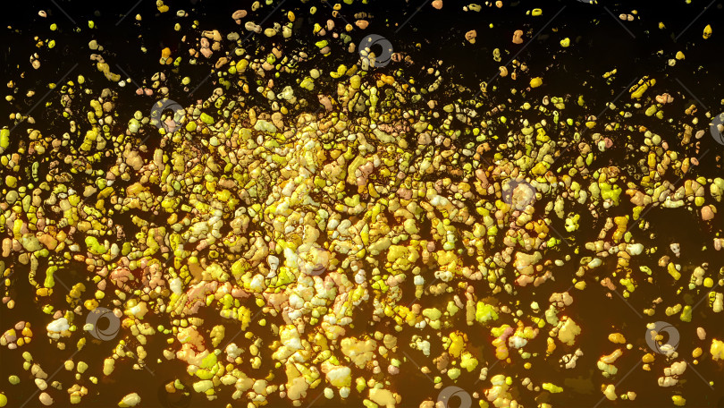 Скачать Аморфная масса жидких частиц золота, сгенерированная компьютером. 3d рендеринг абстрактного фона фотосток Ozero