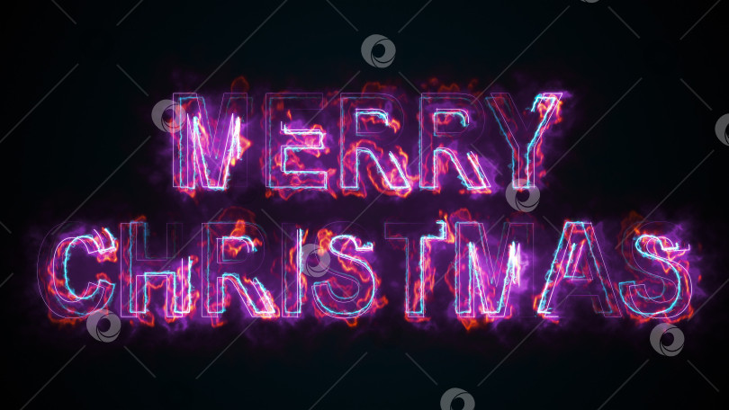 Скачать Надпись "Счастливого Рождества", сгенерированная компьютером. Горящая надпись. Заглавные буквы. 3d рендеринг поздравительного фона фотосток Ozero