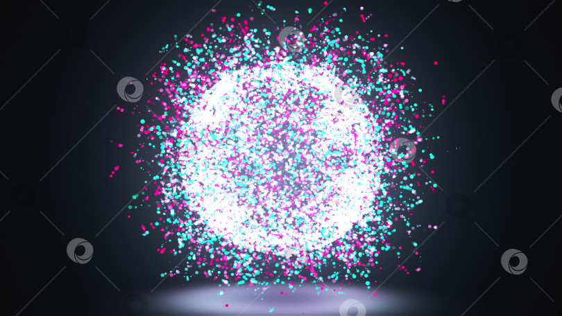Скачать 3d-рендеринг, сгенерированная компьютером абстрактная сфера из золотистых мерцающих частиц на черном фоне фотосток Ozero