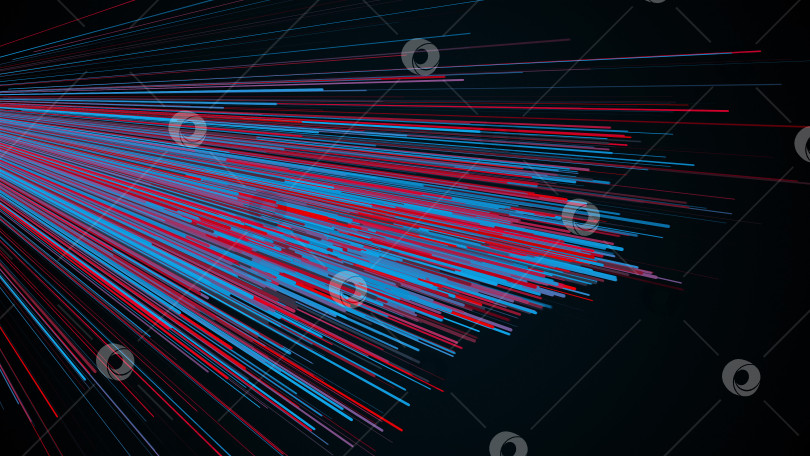 Скачать Компьютер сгенерировал поток тонких случайных линий и точек. 3d рендеринг дугообразного фона фотосток Ozero