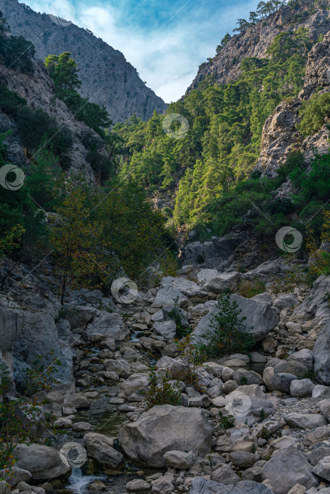 Скачать горный пейзаж с рекой в скалистой долине фотосток Ozero