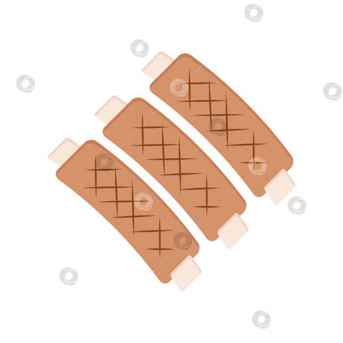 Скачать Поздравительная открытка для вечеринки с барбекю в честь Дня памяти. Американское летнее блюдо-барбекю. Свиные ребрышки на изолированном белом фоне. Векторная иллюстрация. фотосток Ozero
