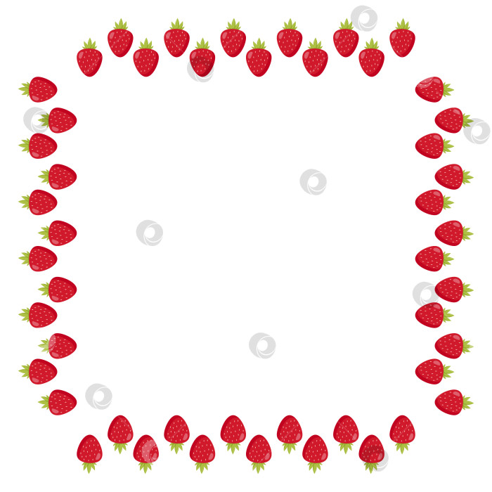 Скачать Квадратная рамка с красивой стильной клубникой на белом фоне. Векторное изображение. фотосток Ozero