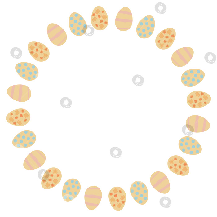 Скачать Круглая рамка с пасхальными яйцами на белом фоне. Векторное изображение. фотосток Ozero