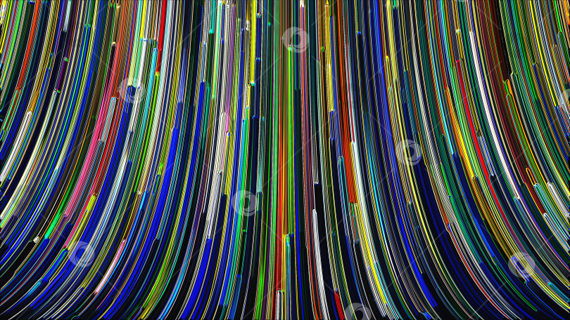 Скачать Множество вертикальных ярких полосатых линий, абстрактный фон, сгенерированный компьютером, 3D-рендеринг. фотосток Ozero
