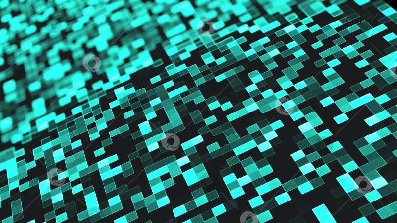 Скачать Сгенерированный компьютером абстрактный технологический фон с мозаикой из квадратных блоков. 3D рендеринг фотосток Ozero