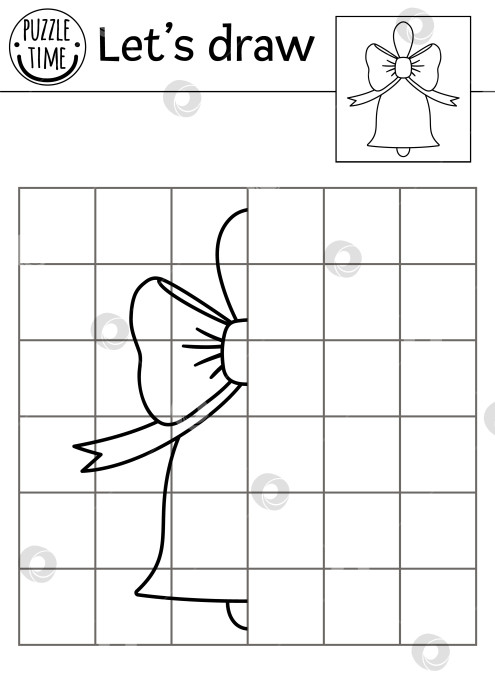 Скачать Завершите картину с колокольчиком. Векторный рабочий лист для практики рисования в школе. Черно-белое занятие для детей дошкольного возраста, пригодное для печати. Скопируй картинку осенняя тематическая игра для детей фотосток Ozero